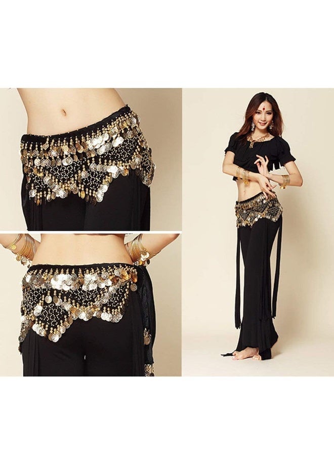 كوفوز Bellydance الورك الوشاح، النساء الحلوة Bellydance الورك الوشاح مع العملات الذهبية، الحلوة البطن الرقص التنورة التنورة لف للنساء أنماط الرقص المتعددة - Image 4