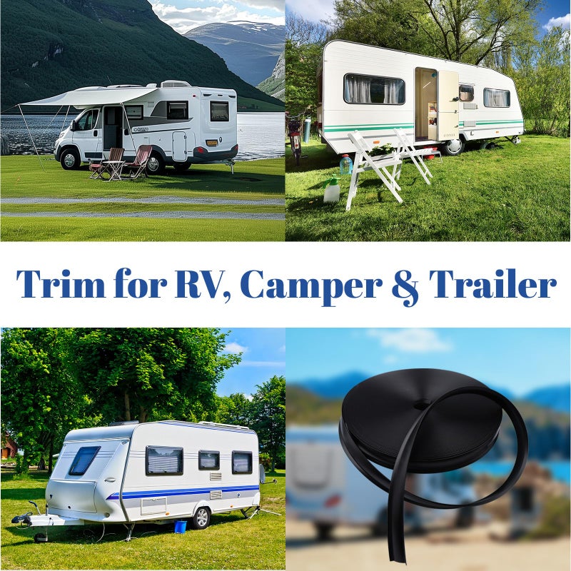 Botyboty 1" RV Vinyl Trim Molding Insert, 120FT RV Weather Stripping Exterior Screw Cover Trim Molding Exterior, Camper Weather Stripping Camper Trailer Roof Corner Gutter Seal Black - Image 4