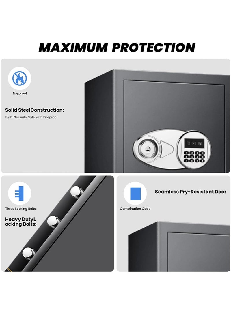 VUCATIN Large Capacity All-Steel Anti-Theft Safe for Office - Business Electronic Password File Cabinet, Large Home Cash & Jewelry Privacy Security Box, Multi-Layer Valuables Storage Safe (H60cm x W38cm x D31cm - IC23) - Image 5