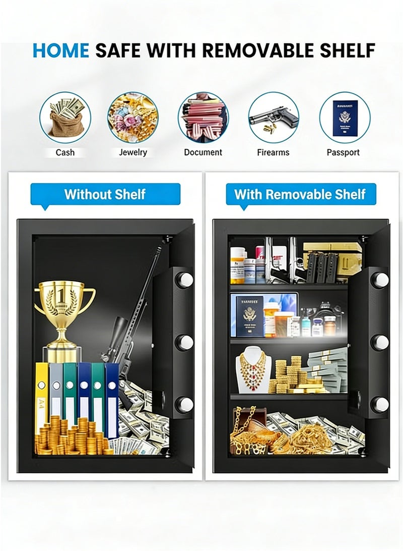 VUCATIN Large Capacity All-Steel Anti-Theft Safe for Office - Business Electronic Password File Cabinet, Large Home Cash & Jewelry Privacy Security Box, Multi-Layer Valuables Storage Safe (H60cm x W38cm x D31cm - IC23) - Image 4