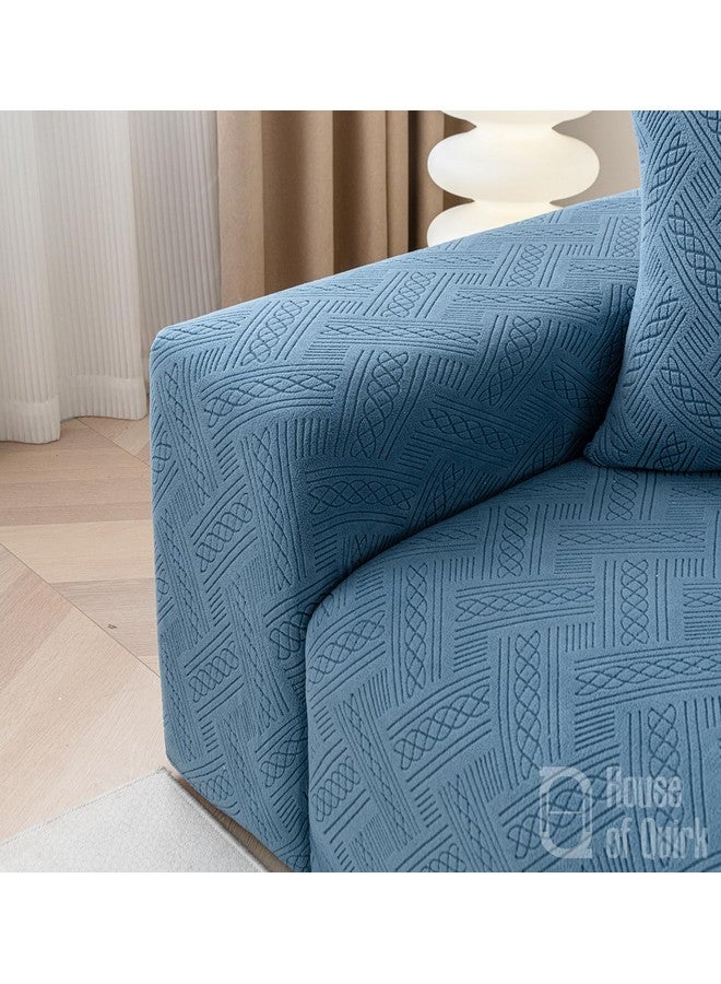 House of Quirk Universal Triple Seater 220 GSM Jacquard Fabric Sofa Cover Soft Touching Cover for Couch Flexible Stretch Sofa Slipcover (Blue, 190-230cm) - Image 5