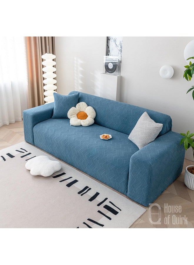 House of Quirk Universal Triple Seater 220 GSM Jacquard Fabric Sofa Cover Soft Touching Cover for Couch Flexible Stretch Sofa Slipcover (Blue, 190-230cm) - Image 4