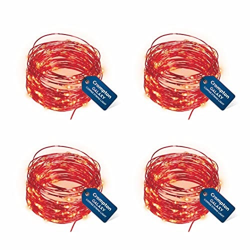 Crompton Galaxy Decoration Copper USB Powered String Fairy Lights with 100 Led Light (10 Meters, Red, Pack of 4) - Image 1