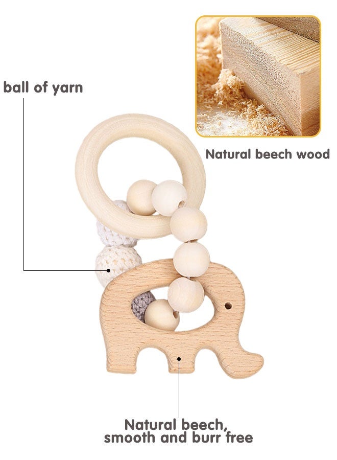 شاربدو 2 قطعة ألعاب الأطفال الخشبية مجموعة ، الطفل حشرجة و التسنين خواتم لحديثي الولادة التسنين الإغاثة - Image 4