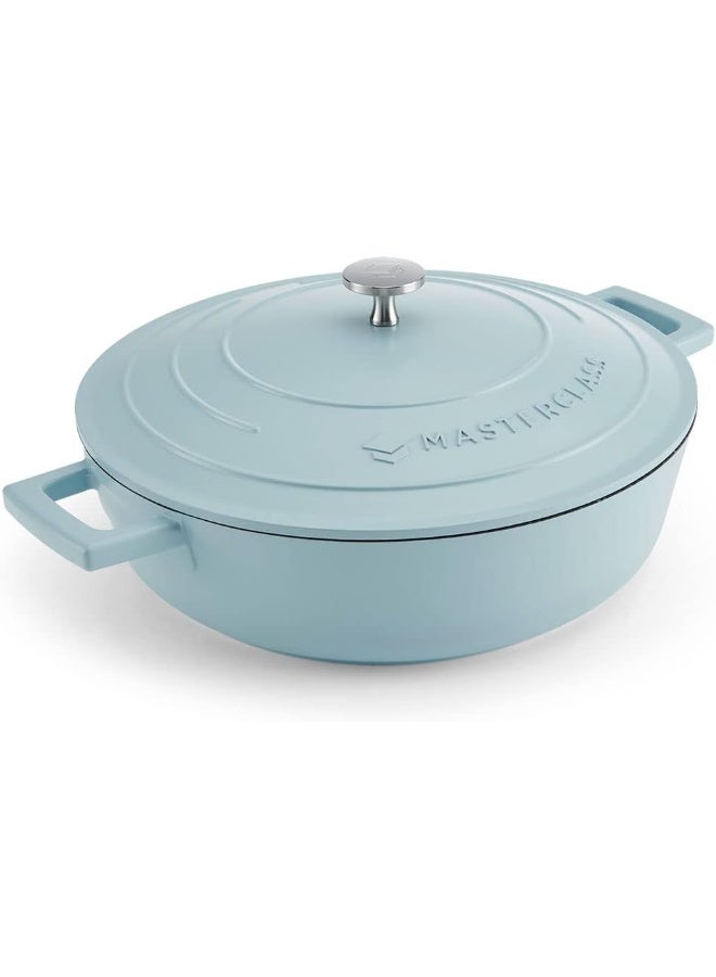 Master Class Masterclass Shallow Casserole Dish With Lid 4L/31 Cm, Lightweight Cast Aluminium, Induction Hob And Oven Safe, Sky Blue - Image 3