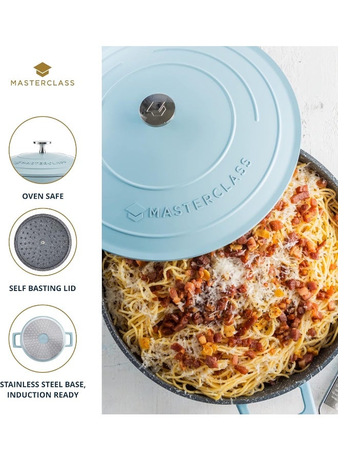 Master Class Masterclass Shallow Casserole Dish With Lid 4L/31 Cm, Lightweight Cast Aluminium, Induction Hob And Oven Safe, Sky Blue - Image 2