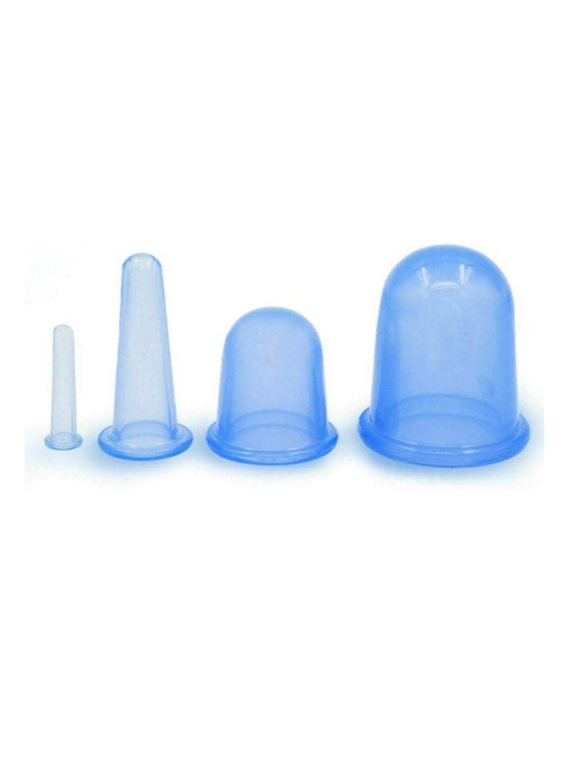 أوزيغالور طقم العلاج بالحجامة من السيليكون 4 قطع، أكواب تدليك للوجه والجسم مضادة للسيلوليت (أزرق). - Image 5