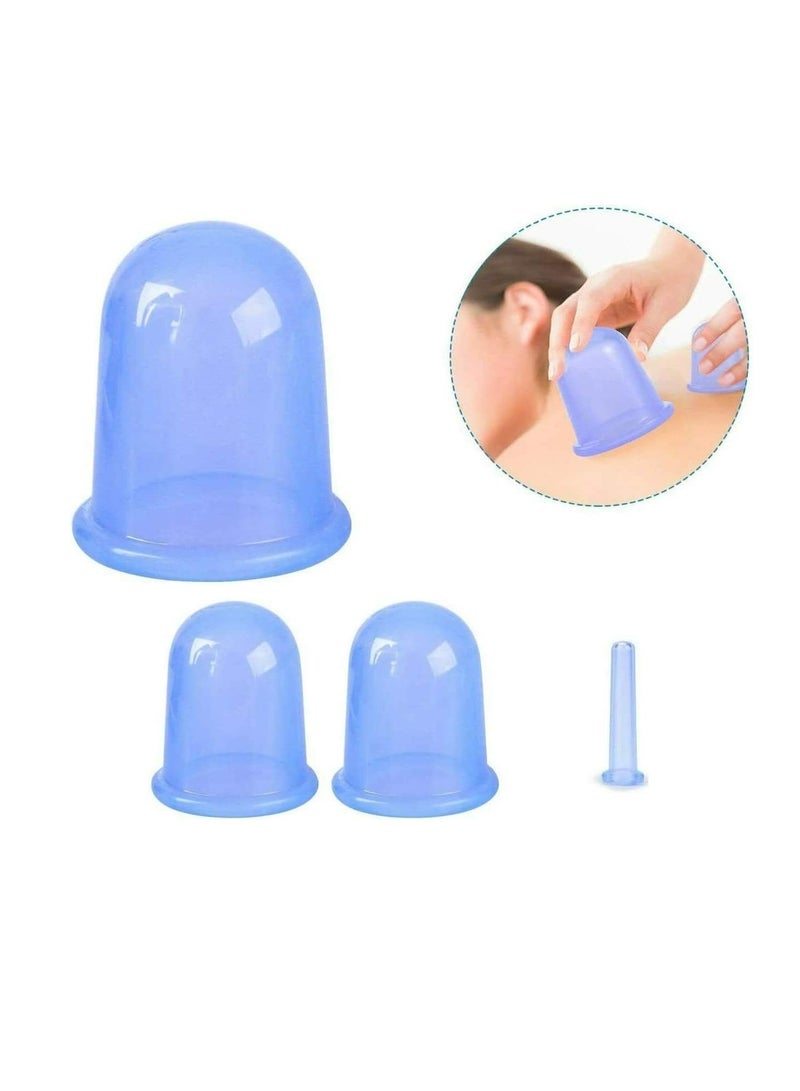 أوزيغالور طقم العلاج بالحجامة من السيليكون 4 قطع، أكواب تدليك للوجه والجسم مضادة للسيلوليت (أزرق). - Image 1