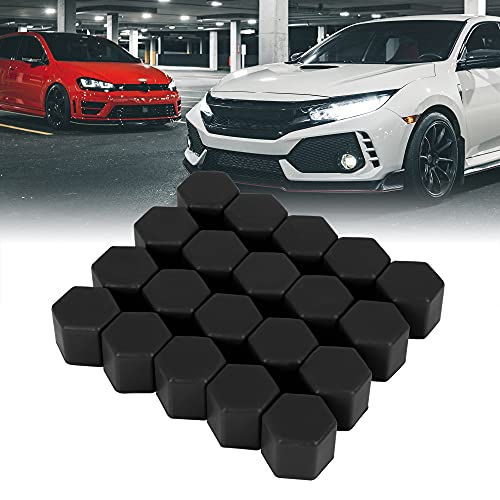 X AUTOHAUX 20 قطعة 17 مم غطاء صمولة عجلة السيارة السوداء من السيليكون لحماية الغبار - Image 2