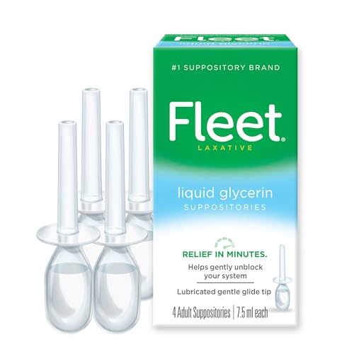 Fleet Laxatives Liquid Glycerin Suppositories for Adult Constipation Relief 75 mL Bottles 4 Count