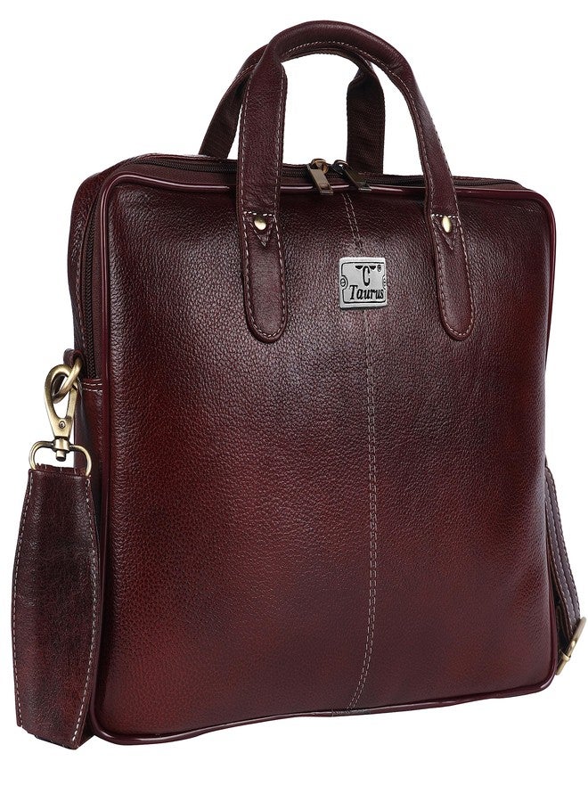 TAURUS Genuine Leather 16 Inch Office Laptop Messenger Bag (BROWN) - Image 1