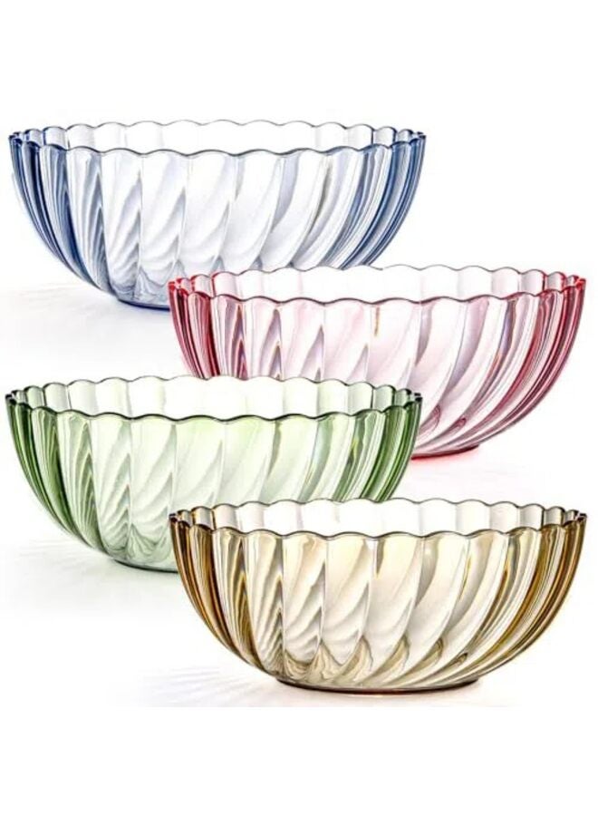 4 PCS Plastic Serving Bowls, Plastic Salad Mixing Bowls, Break Resistant Plastic Bowls for Salad Chip and Dip Multicolor - Image 1