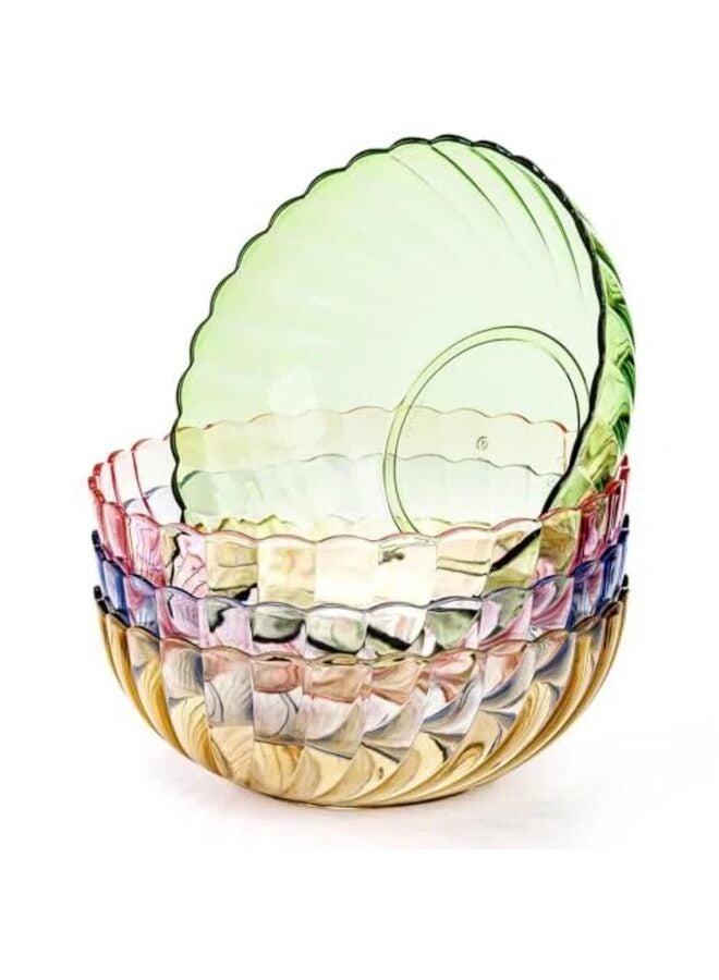 4 PCS Plastic Serving Bowls, Plastic Salad Mixing Bowls, Break Resistant Plastic Bowls for Salad Chip and Dip Multicolor - Image 3