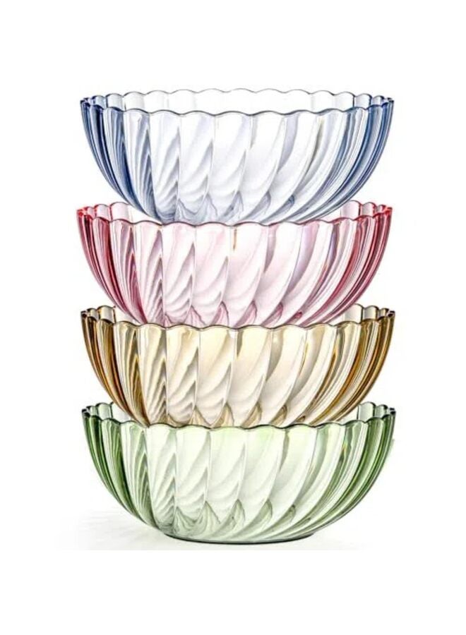 4 PCS Plastic Serving Bowls, Plastic Salad Mixing Bowls, Break Resistant Plastic Bowls for Salad Chip and Dip Multicolor - Image 2