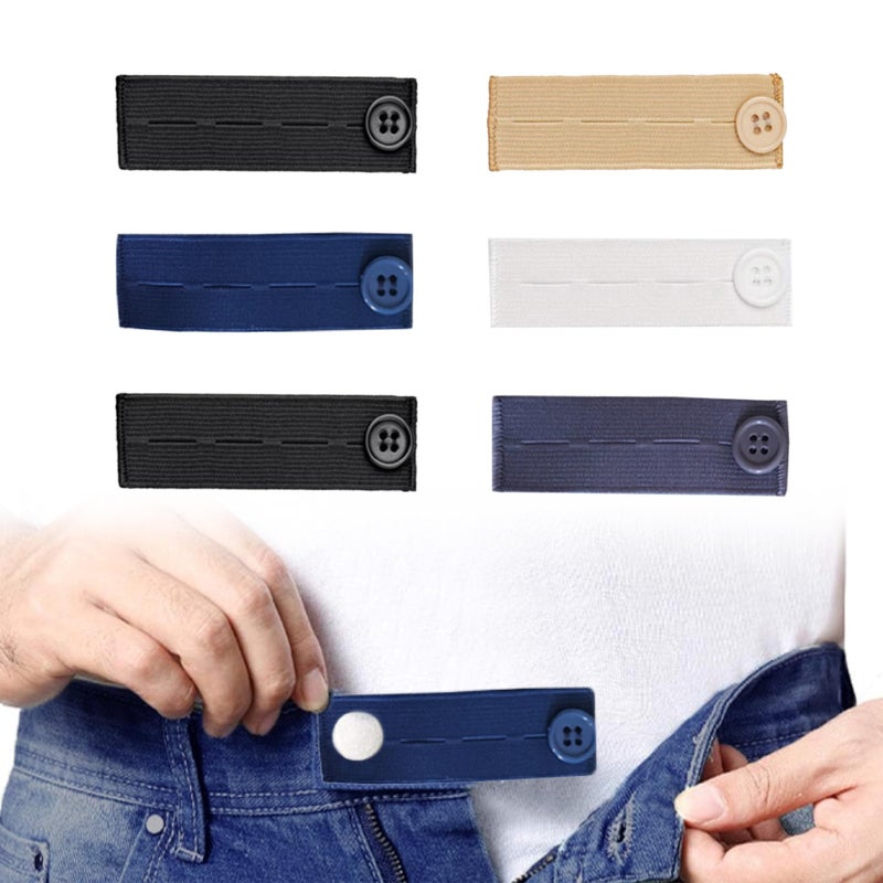 Tzwhwcx Elastic Button Extenders for Jeans, 6PCS Maternity Pants Extender, 3 Button Holes Waist Extenders for Pants for Women/Men/Pregnant Women/Weight Gain for Different Kinds of Pants - Image 1