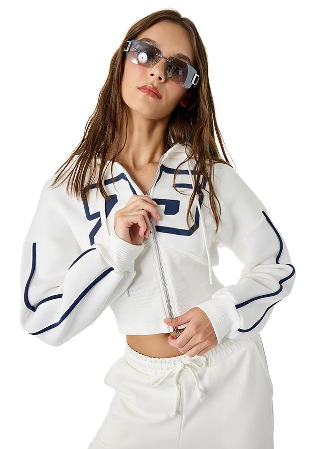 KOTON Corset Detail Crop Sweatshirt - Image 2