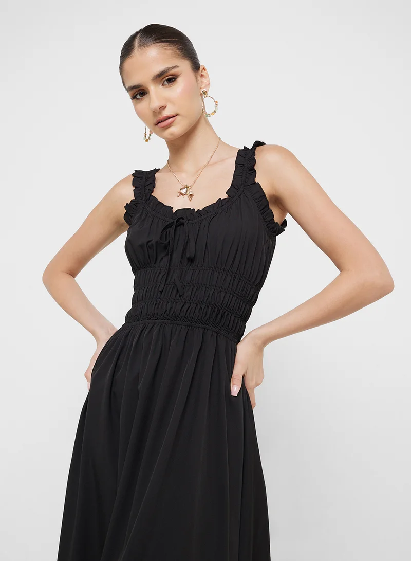 Ginger Shirred Bodice Midi Dress