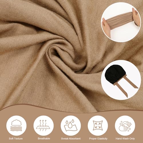 XEPST 2 PCS Hijab Undercap for Women, Islamic Muslim Under Hijab Cap Satin Lined Undercap Tie Back Bonnet Inner Head Scarf Head Wraps Hair Turbans for Women Chemo Headwear Sleep Cap, Black+Khaki - Image 4