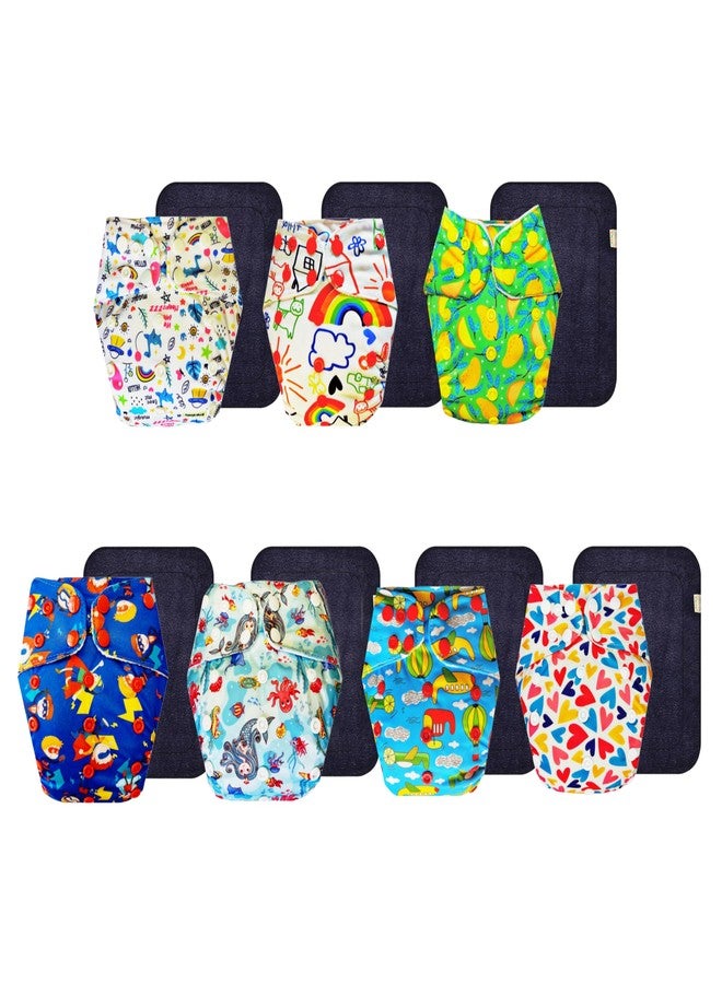 Dumbledo Premium Cloth Diaper with Black Insert (Pack of 7) | Soft & Gentle | Reusable & Washable | Quick Dry | Trusted by Moms | 3 Months - 3 Years | Unisex Baby - Image 1