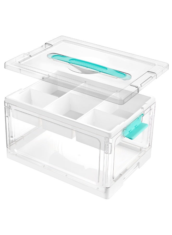 فولانري منظم بلاستيكي قابل للطي للأغراض المتنوعة، سعة كبيرة، صناديق تخزين للملابس والألعاب المتنوعة - Image 1