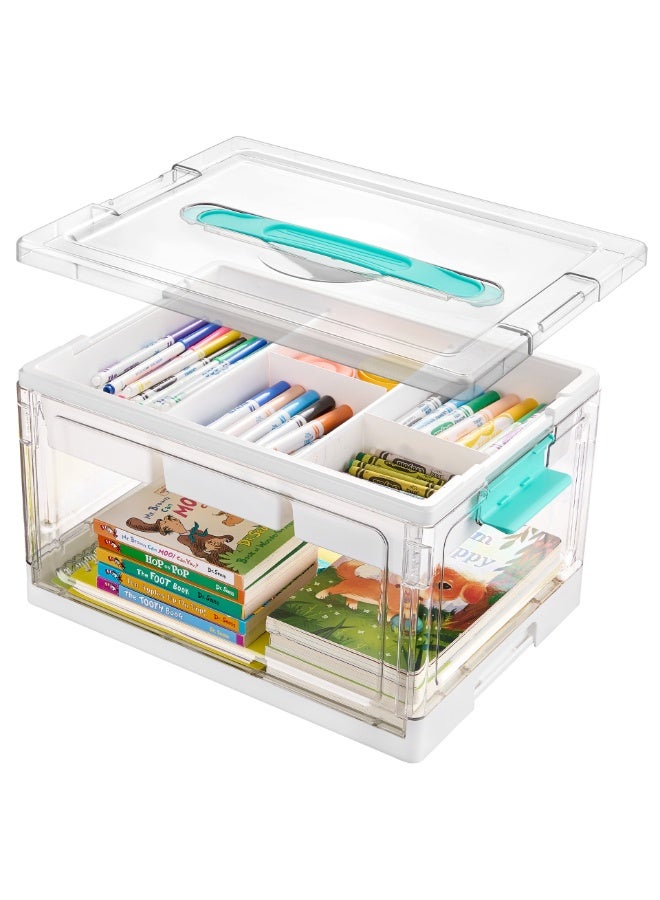 فولانري منظم بلاستيكي قابل للطي للأغراض المتنوعة، سعة كبيرة، صناديق تخزين للملابس والألعاب المتنوعة - Image 2