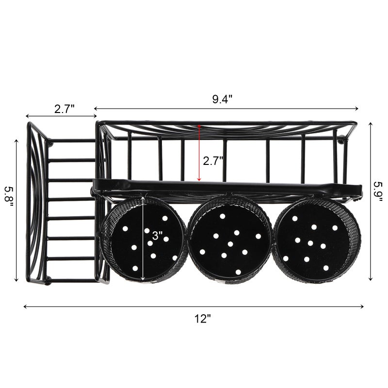 Mezchi Metal Utensil Caddy With 5 Compartments Black Mesh Silverware Caddy Organizer Flatware Storage Holder For Napkins Plates Party Camping Picnic Buffet Rv Bbq Kitchen Countertop - Image 2