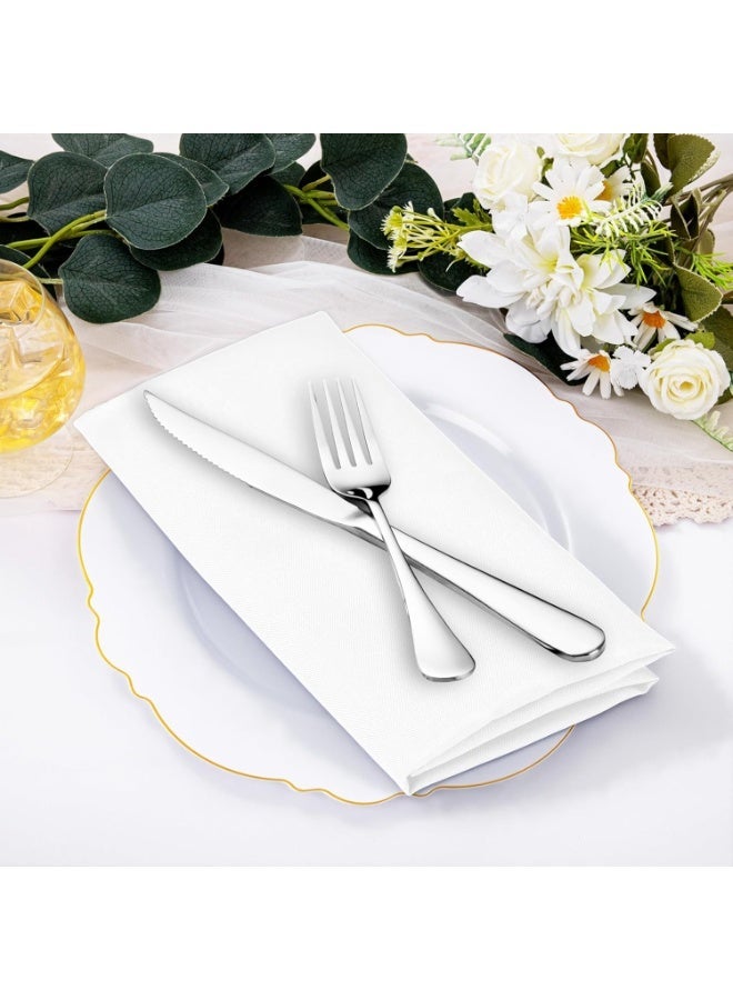 Bukela 12 Pieces  Cloth Napkin, 17 x 17 Inch Rustic Reusable Washable Festive Square Soft Table Napkins with Fringe for Parties, Wedding, Restaurant Table Accessory - Image 2