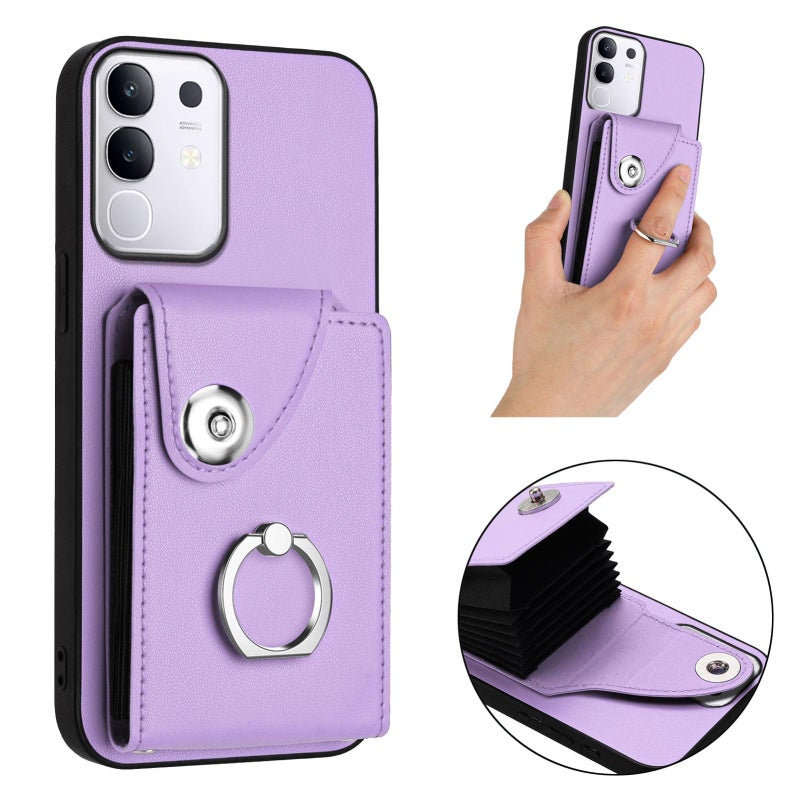 erorex For vivo Y29 4G / T4x / Y300t Organ Card Bag Ring Holder Phone Case with Long Lanyard(Purple) - Image 3