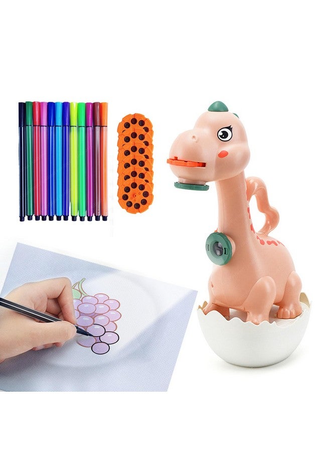FunBlast FunBlast Dino Flashlights Projector Torch for Kids - Projection Light for Kids, Slide Projector Torch for Kids, 6 Slides with Color Markers & Reusable Canvas Coloring Kit (Pink)  - Image 1