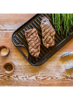 LODGE Pro-Grid Seasoned Cast Iron Reversible Grill/Griddle Black 0.81 x 20 x 10.5 Inch LPGI3  - Image 5