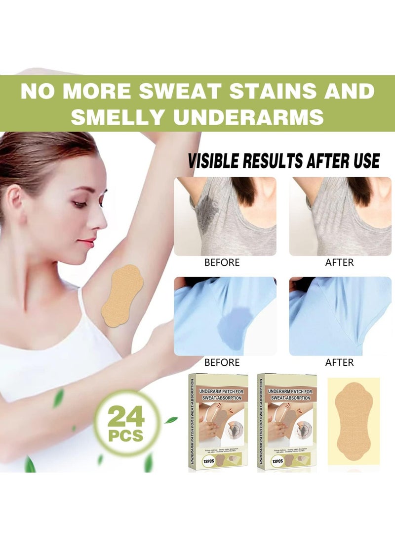CMGTYYD CMGTYYD 24 Pcs Underarm Sweat Pads, Sweat Pads for Women and Men Armpits, Disposable Invisible Armpit Sweat Pads for Absorbent Deodorant Prevention Antiperspirant Sticker - Image 5