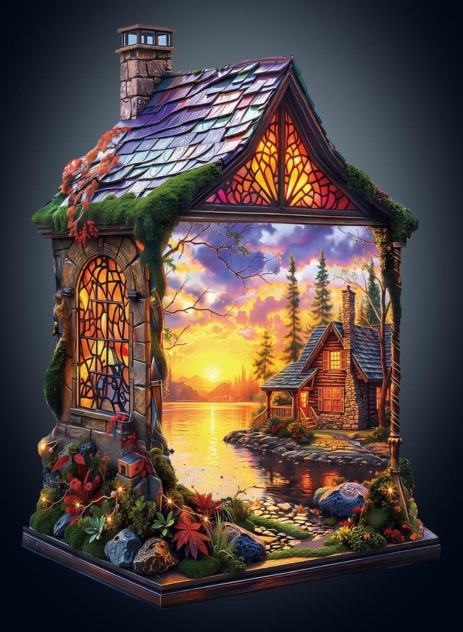 WOODBESTS Wooden Puzzles for Adults, Sunset Cottage Wooden Jigsaw Puzzle for Adults, Unique Animal Shape Wood Puzzles Adult, Xmas & Birthday Gifts for Puzzles Lovers (100 pcs, S, 8.5 * 8.3in) - Image 1