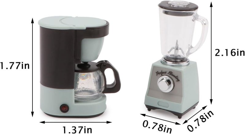 Cutemini Dollhouse 1/12 Miniture Coffee Maker & Juicer Set 2Pcs Doll House Kitchen Appliances Furniture Plastic Model Coffee Pot Blender Accessories (Blue) - Image 3