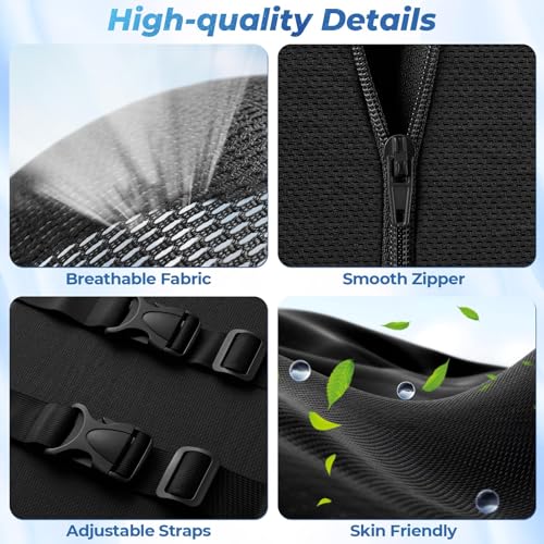 DailyCuddles Lumbar Support Pillow for Office Chair Back Support - Memory Foam Lumbar Pillow for Car or Gaming Chair, Ergonomic Back Cushion with Adjustable Strap for Long-Hour Sitting (Black) - Image 4