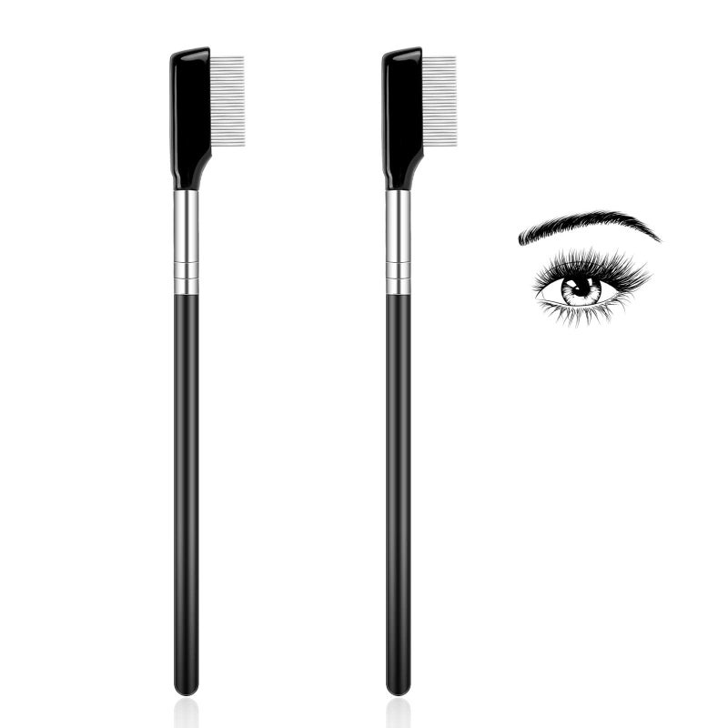 Sliverdew Metal Eyelash Comb & Separator - 2 Pack Eyelash & Eyebrow Brush Grooming Tool with Metal Teeth for Women - Image 1