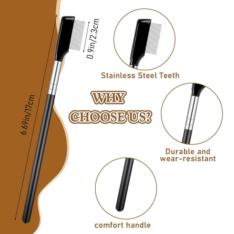 Sliverdew Metal Eyelash Comb & Separator - 2 Pack Eyelash & Eyebrow Brush Grooming Tool with Metal Teeth for Women - Image 3