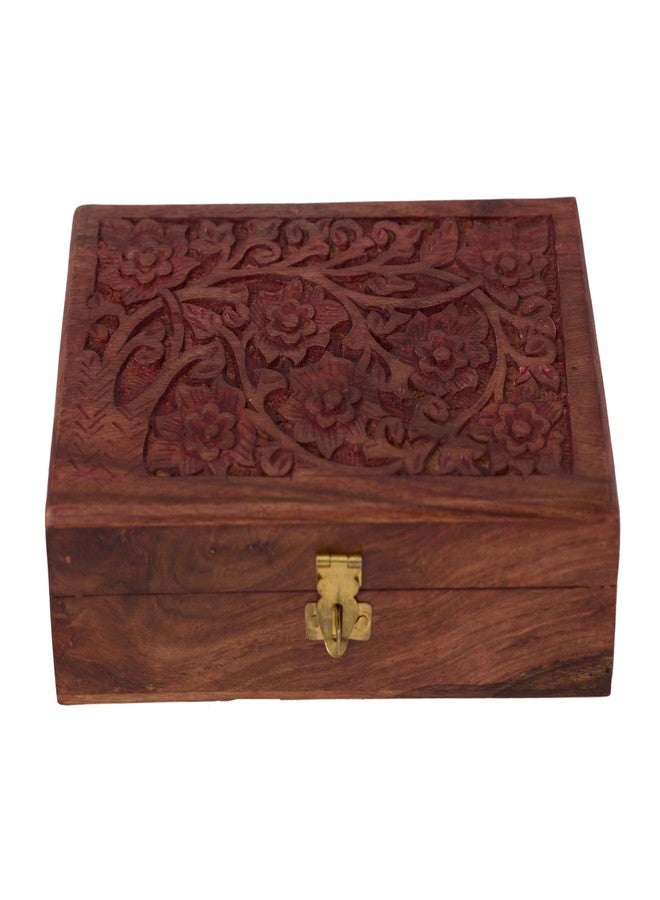 GURU JEE Handcrafted Beauty For Her Wooden Jewellery Storage Box For Earrings Rings Nose Pins Gifts Showpiece - Image 1