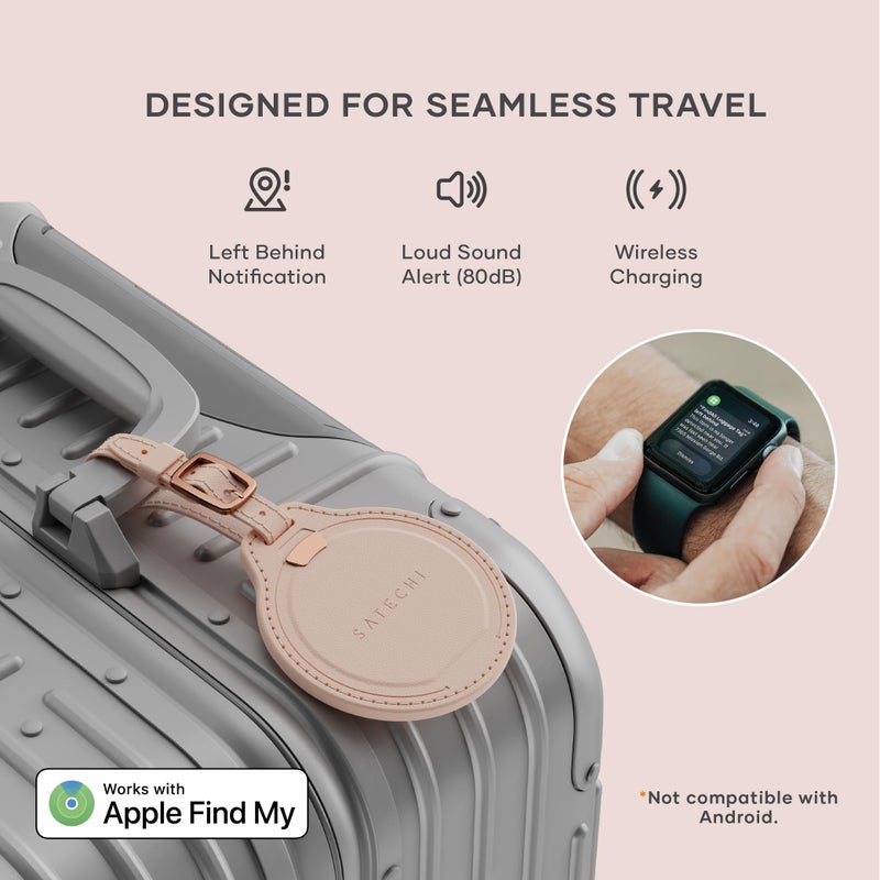 Satechi FindAll Smart Luggage Tag with Find My, TSA-Friendly, Airport Tracking, Left-Behind Alerts, Loud Audible Chime, Wireless Rechargeable, Works with iPhone, iPad, Mac â€“ Desert Rose - Image 2