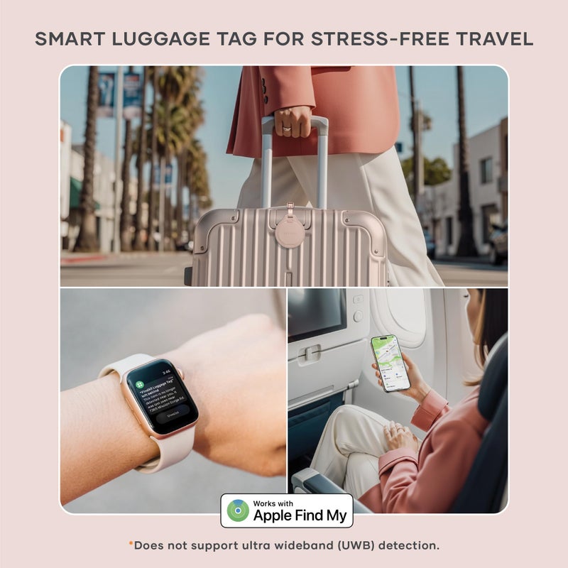 Satechi FindAll Smart Luggage Tag with Find My, TSA-Friendly, Airport Tracking, Left-Behind Alerts, Loud Audible Chime, Wireless Rechargeable, Works with iPhone, iPad, Mac â€“ Desert Rose - Image 3