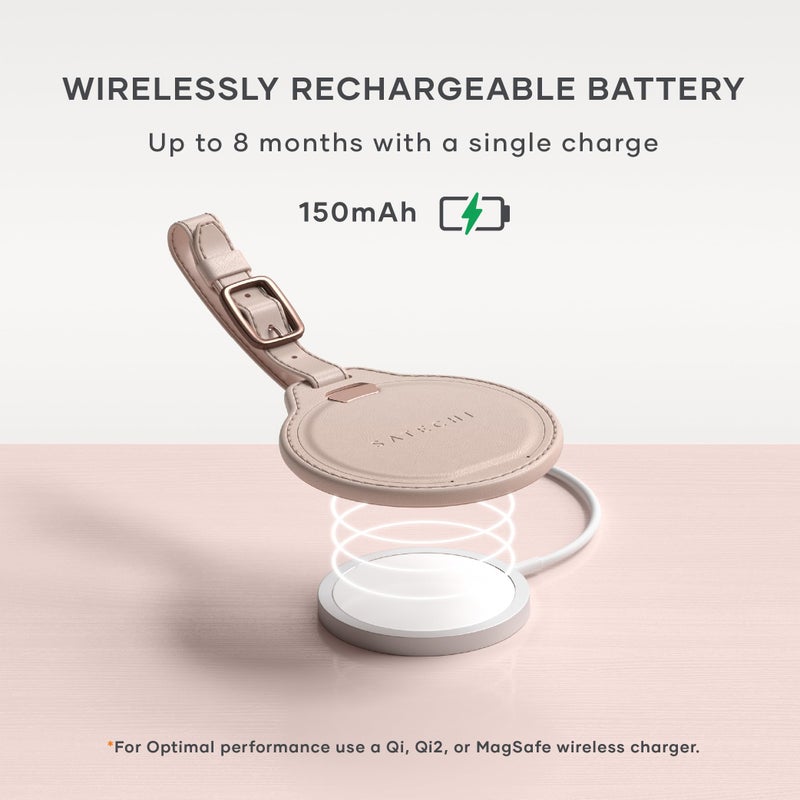 Satechi FindAll Smart Luggage Tag with Find My, TSA-Friendly, Airport Tracking, Left-Behind Alerts, Loud Audible Chime, Wireless Rechargeable, Works with iPhone, iPad, Mac â€“ Desert Rose - Image 5