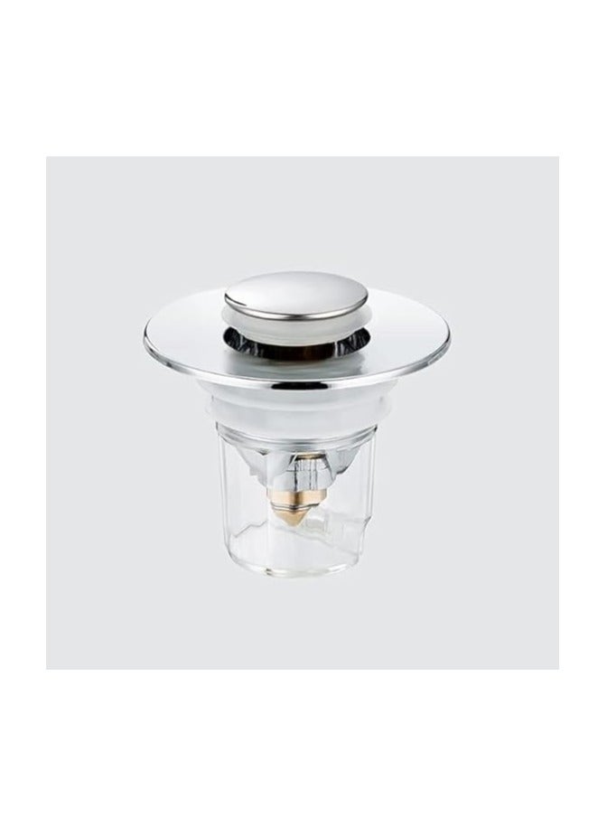 Bathroom Sink Drain Plug - Stainless Steel Pressure Stopper and Filter, Non-Tangle and Suitable for Drain Holes 
