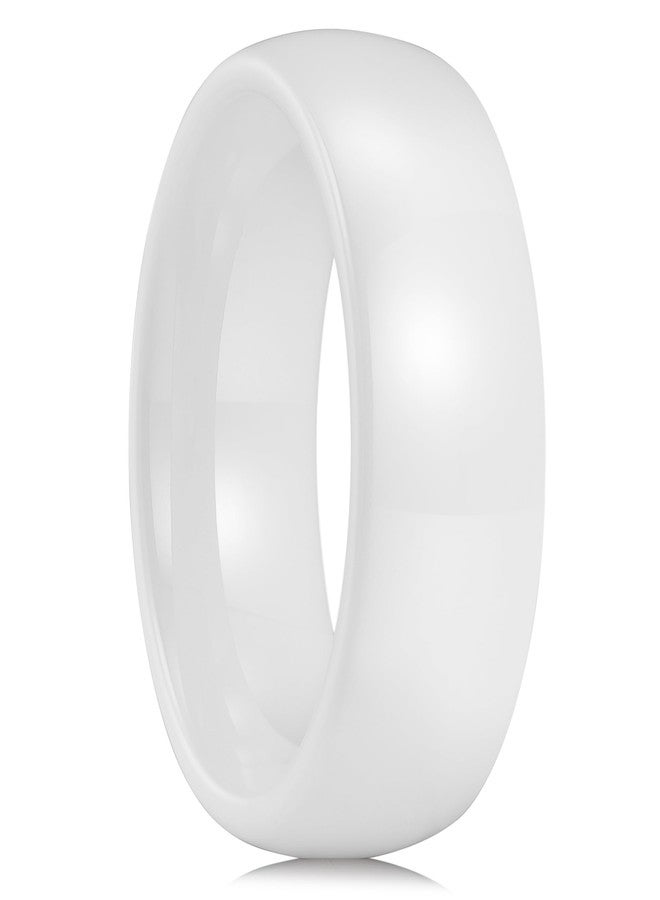 King Will White Ceramic Wedding Ring for Men Women-8mm Width Dome Style with High Polished Wedding Band Comfort Fit Promise Rings Size 10 - Image 1