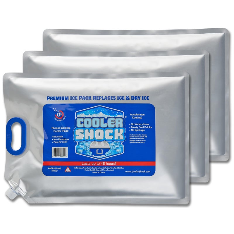 Cooler Shock Reusable Ice Packs for Cooler - Long-Lasting Freezer Packs with Built-in Handle - Large Cooler Size, Pack of 3 - Image 1