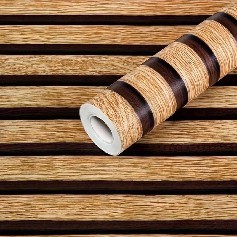 تصميم شرائح الخشب الطبيعي ورق حائط قابل للإزالة 5 قطع عرض 40 سم لتعزيز جمالية الغرفة - Image 2