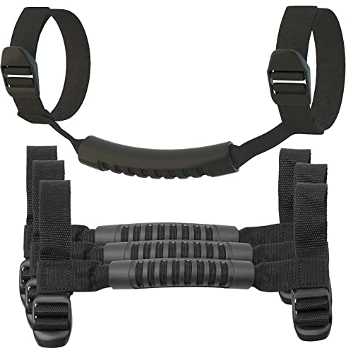 ELONN 4X Grab Handles for Jeep, Universal Roll Bar Grip Handle Interior Accessories Compatible with Jeep Wrangler 1955-UP & UTV ATV - Black - Image 1
