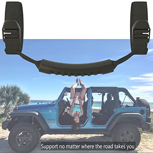 ELONN 4X Grab Handles for Jeep, Universal Roll Bar Grip Handle Interior Accessories Compatible with Jeep Wrangler 1955-UP & UTV ATV - Black - Image 4