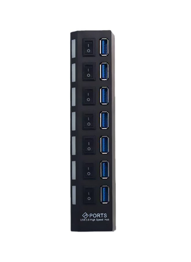 نيبمينينت - موزع فائق السرعة ب7 منافذ USB مع محول طاقة كهربائية الأسود / الأزرق - Image 1
