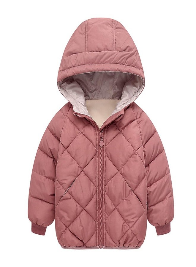 Curipeer Kids Winter Jacket Front Zip Warm Snow Wear Toddler Outer Clothing 3T Pink - Image 2