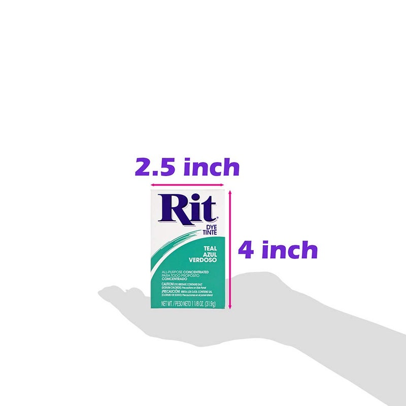 RIT All-Purpose Concentrated Dye Powder â€“ Package Displays Approximate Color on 100% White Cotton (Teal) - Image 2