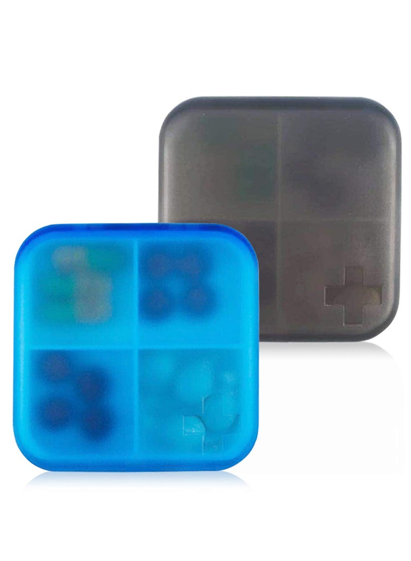 KASTWAVE Portable Travel Pill Organizer Case for Purse Cute Small Daily Pill Box Bpa Free Plastic Medicine Vitamin Holder Container for Purse Pills Vitamin Fish Oil Daily Travel Use 2 Pack 4 Compartments  - Image 1
